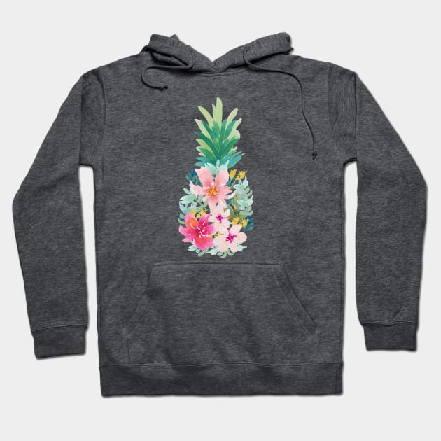 Watercolor Floral Pineapple Hoodie by figandlilyco